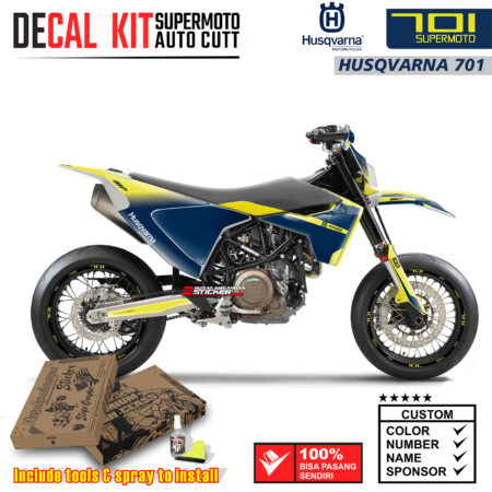 Decal Sticker Kit Dirtbike Husqvarna Supermoto Yelow Blue 02 Motocross Graphic
