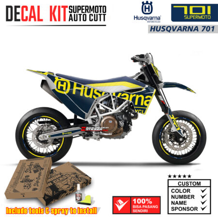 Decal Sticker Kit Dirtbike Husqvarna Supermoto Yelow Blue Motocross Graphic