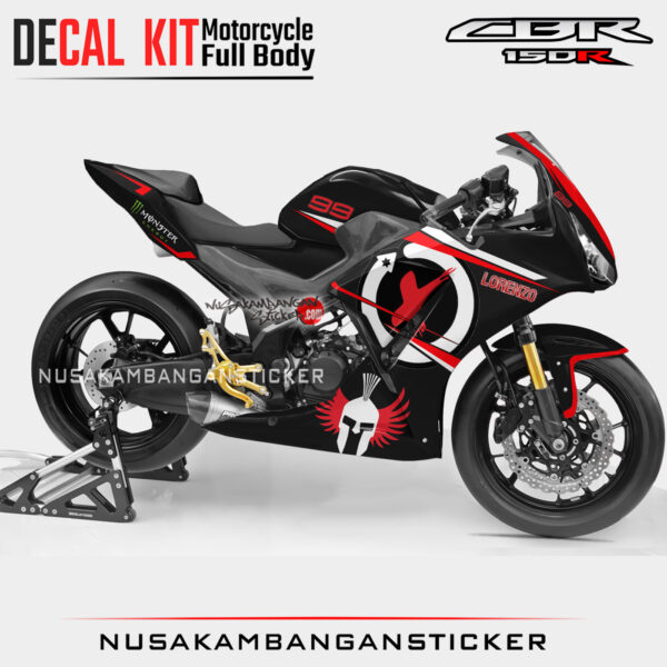 Decal Sticker Kit Honda CBR 150 K45 Lokal Black Lorenzo Graphic Motorcycle