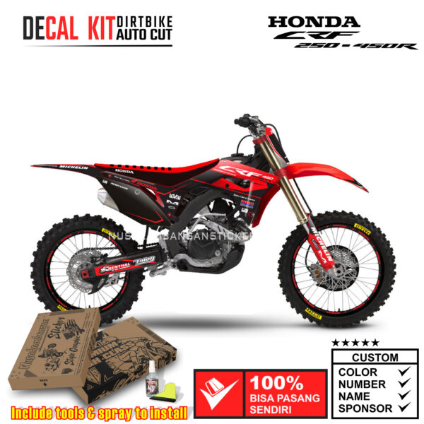 Decal Sticker Kit Supermoto Dirtbike Honda CRF 250-450 R 2017-2019 Black Red 01 Graphic Decals Motocross