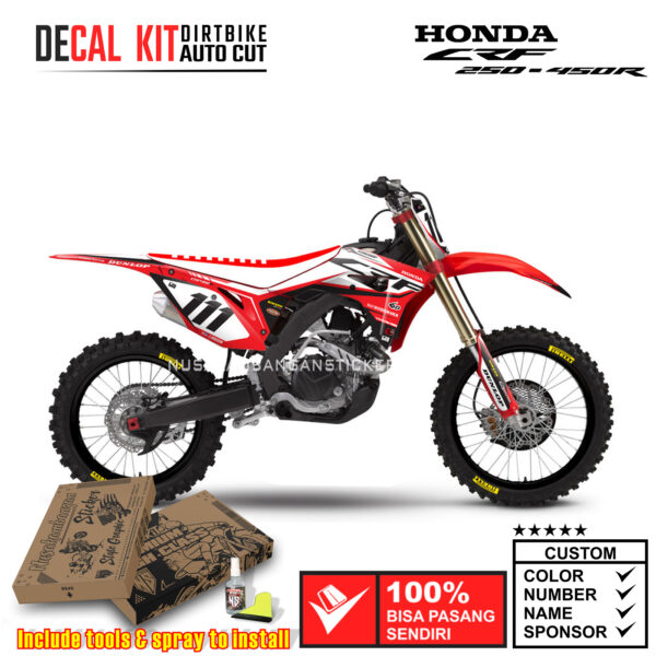 Decal Sticker Kit Supermoto Dirtbike Honda CRF 250-450 R 2017-2019 Red White 02 Graphic Decals Motocross