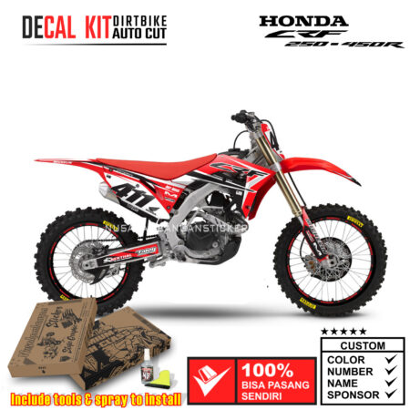 Decal Sticker Kit Supermoto Dirtbike Honda CRF 250-450 R 2017-2019 Red White 03 Graphic Decals Motocross