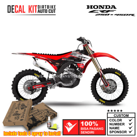 Decal Sticker Kit Supermoto Dirtbike Honda CRF 250-450 R 2017-2019 Red White 04 Graphic Decals Motocross
