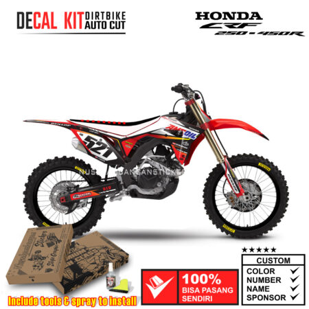 Decal Sticker Kit Supermoto Dirtbike Honda CRF 250-450 R 2017-2019 Red White 05 Graphic Decals Motocross