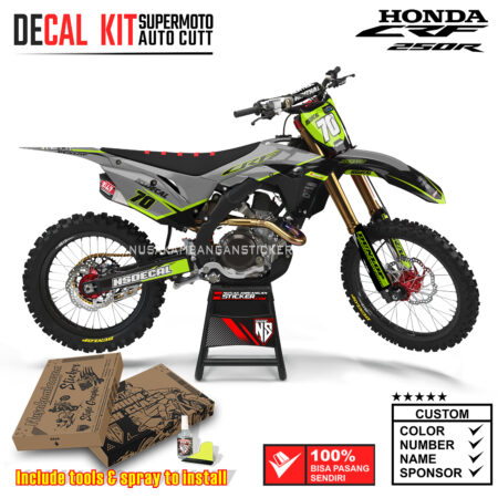 Decal Sticker Kit Supermoto Dirtbike Honda CRF 250R 2017-2019 Black Grey NSDCL 01 Graphic Decals Motocross