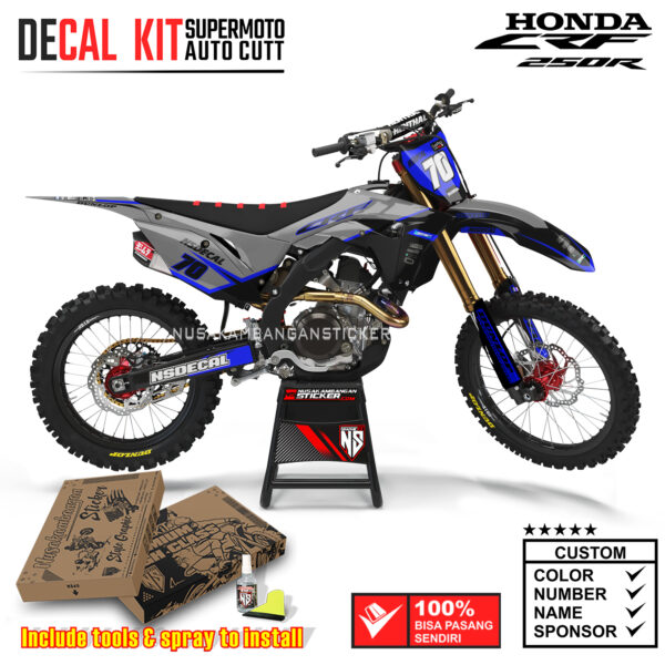 Decal Sticker Kit Supermoto Dirtbike Honda CRF 250R 2017-2019 Black Grey NSDCL 03 Graphic Decals Motocross