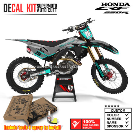 Decal Sticker Kit Supermoto Dirtbike Honda CRF 250R 2017-2019 Black Grey NSDCL 04 Graphic Decals Motocross