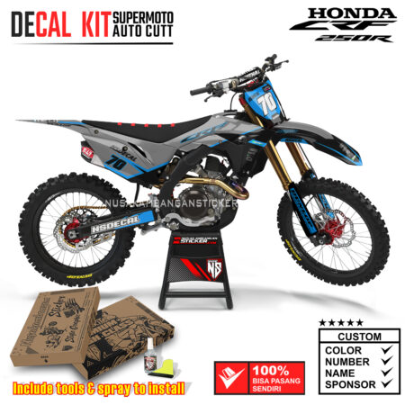 Decal Sticker Kit Supermoto Dirtbike Honda CRF 250R 2017-2019 Black Grey NSDCL 06 Graphic Decals Motocross