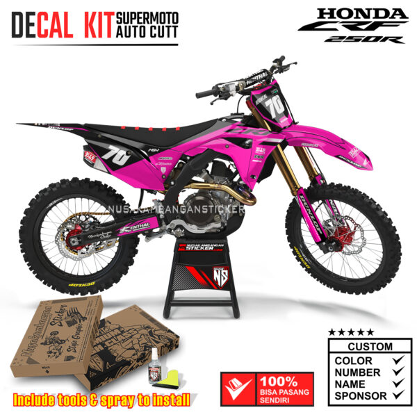 Decal Sticker Kit Supermoto Dirtbike Honda CRF 250R 2017-2019 Black Pink riders Graphic Decals Motocross
