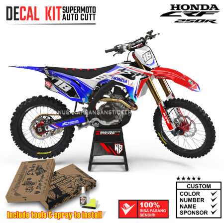 Decal Sticker Kit Supermoto Dirtbike Honda CRF 250R 2017-2019 Fast Blue Graphic Decals Motocross