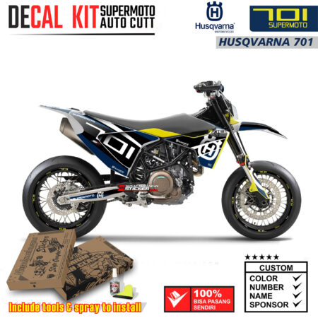 Decal Sticker Kit Supermoto Dirtbike Husqvarna Black Blue Motocross Graphic