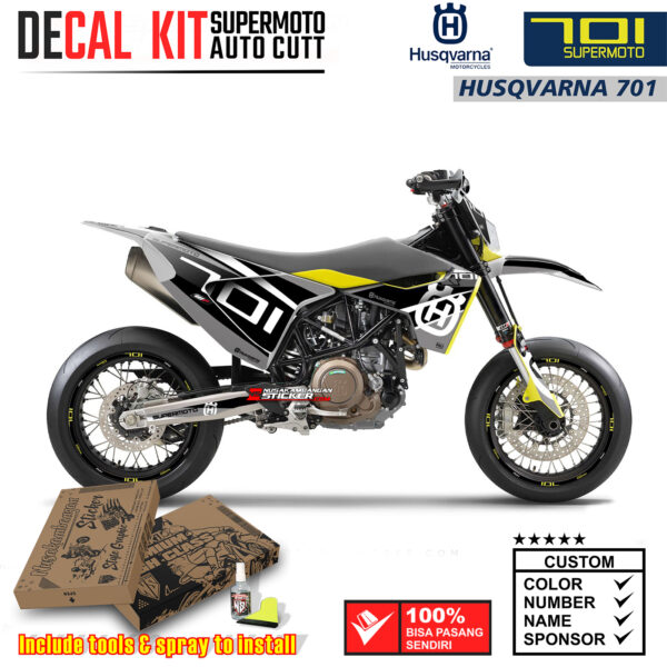 Decal Sticker Kit Supermoto Dirtbike Husqvarna Black Grey Motocross Graphic