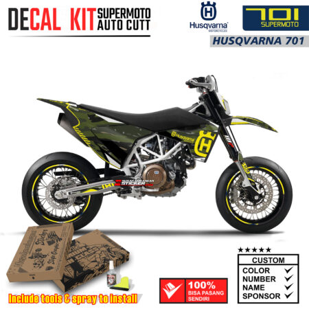 Decal Sticker Kit Supermoto Dirtbike Husqvarna Camo Flash Army Motocross Graphic