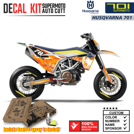 Decal Sticker Kit Supermoto Dirtbike Husqvarna Camo Flash Oren Motocross Graphic