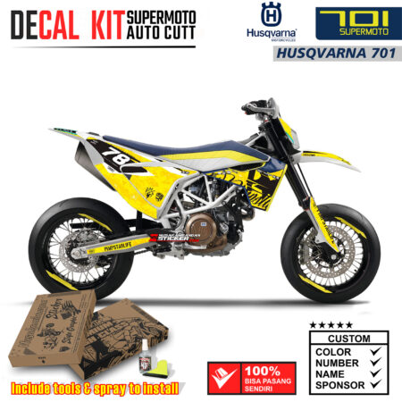 Decal Sticker Kit Supermoto Dirtbike Husqvarna Camo Flash Yelow Motocross Graphic