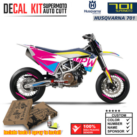 Decal Sticker Kit Supermoto Dirtbike Husqvarna Flash Pink Motocross Graphic