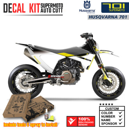 Decal Sticker Kit Supermoto Dirtbike Husqvarna Flash White 02 Motocross Graphic