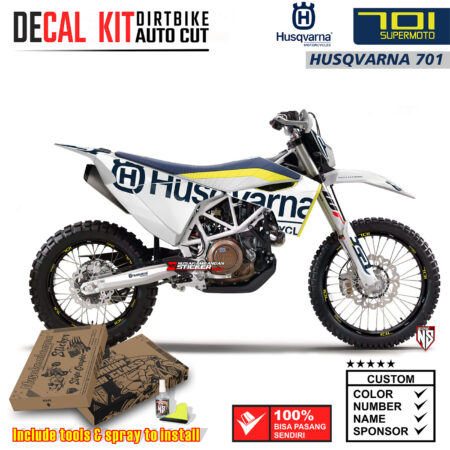 Decal Sticker Kit Supermoto Dirtbike Husqvarna HSQ Flash White Motocross Graphic