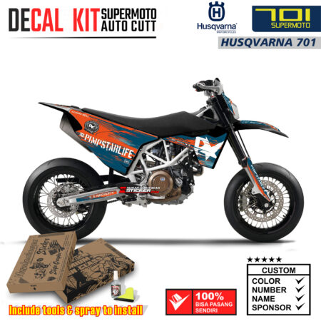 Decal Sticker Kit Supermoto Dirtbike Husqvarna Pimpstarlife Orange Motocross Graphic
