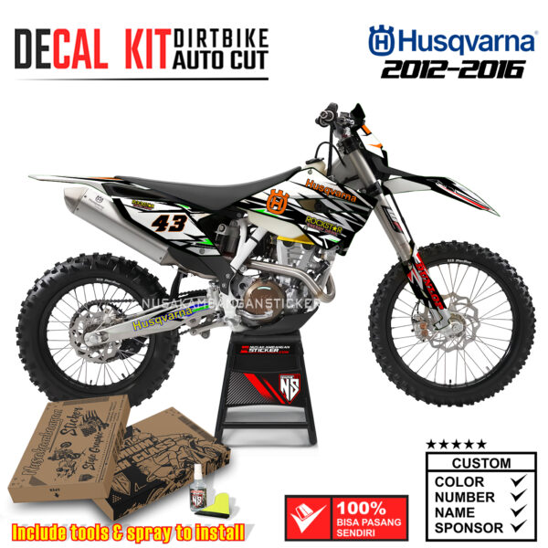 Decal Sticker Kit supermoto Dirtbike Husqvarna Grafis 43 Hitam 02 Graphic Kit Motocross