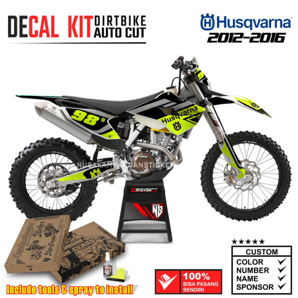 Decal Sticker Kit supermoto Dirtbike Husqvarna Grafis 98 Hijau 06 Graphic Kit Motocross