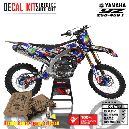 Decal Sticker Kit supermoto Dirtbike Yamaha YZ 250 -450 F Cross Biru 02 Graphic Decal Motocross