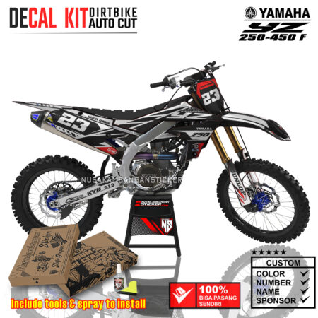 Decal Sticker Kit supermoto Dirtbike Yamaha YZ 250 -450 F Grafis 23 Hitam 05 Graphic Decal Motocross