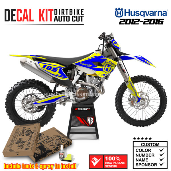 Decal Sticker Kitsupermoto DritBike Husqvarna Grafis 105 Biru 03 Graphic Kit Motocross