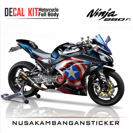 Decal Stiker Kawasaki Ninja 250 Fi-CAPTAIN AMERICA Sticker Full Body