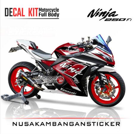 Decal Stiker Kawasaki Ninja 250 Fi-Dark RED 01 Sticker Full Body