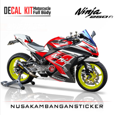 Decal Stiker Kawasaki Ninja 250 Fi-Dark RED 04 Sticker Full Body