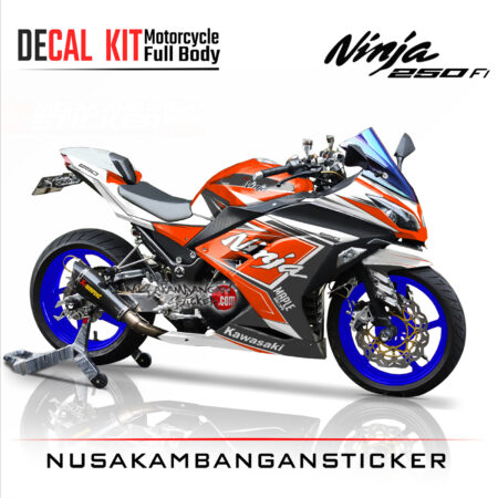Decal Stiker Kawasaki Ninja 250 Fi-Dark orange 05 Sticker Full Body