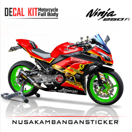 Decal Stiker Kawasaki Ninja 250 Fi-FERARI GOLD 1 Sticker Full Body