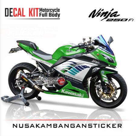 Decal Stiker Kawasaki Ninja 250 Fi-Garuda Indonesia Hijau Sticker Full Body