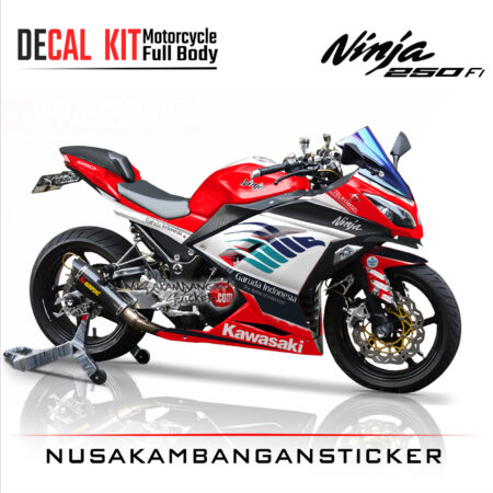 Decal Stiker Kawasaki Ninja 250 Fi-Garuda Indonesia Merah Sticker Full Body