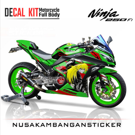 Decal Stiker Kawasaki Ninja 250 Fi-Samurai x hijau Sticker Full Body