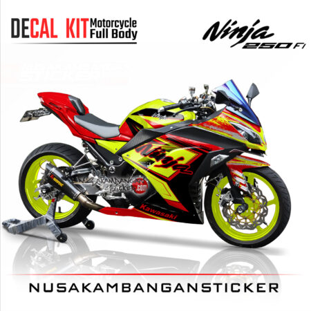 Decal Stiker Kawasaki Ninja 250 Fi-Yelow Red 09 Sticker Full Body