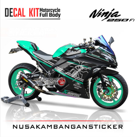 Decal Stiker Kawasaki Ninja 250 Fi-helmet marq marques biru tosca Sticker Full Body