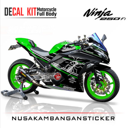 Decal Stiker Kawasaki Ninja 250 Fi-helmet marq marques hijau Sticker Full Body