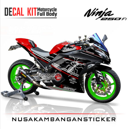 Decal Stiker Kawasaki Ninja 250 Fi-helmet marq marques hitam Sticker Full Body
