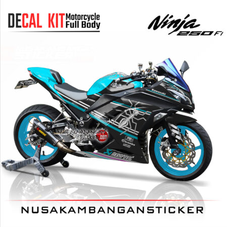 Decal Stiker Kawasaki Ninja 250 Fi-helmet marq marques ice blue Sticker Full Body