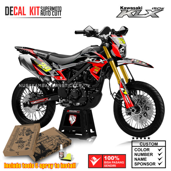 DECAL KIT STICKER KAWASAKI KLX 150 BF SUPERMOTO TWENTY NINE MERAH GRAPHIC KIT MOTOCROSS DECALS