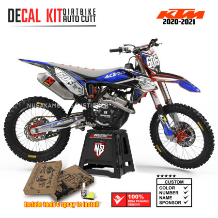 DECAL KIT STICKER SUPERMOTO DIRTBIKE KTM 2020 2021 GRAFIS ACEREIC RACING CROSS BLUE02 GRAPHIC DECAL