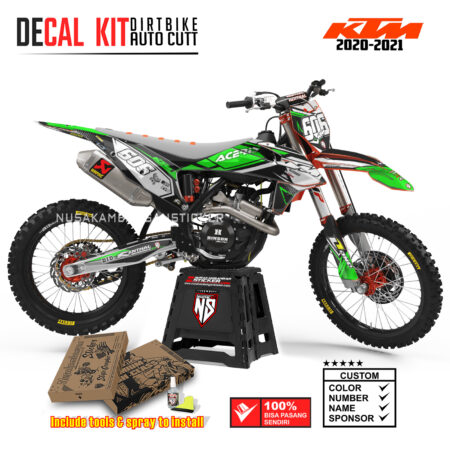 DECAL KIT STICKER SUPERMOTO DIRTBIKE KTM 2020 2021 GRAFIS ACEREIC RACING CROSS GREEN01 GRAPHIC DECAL