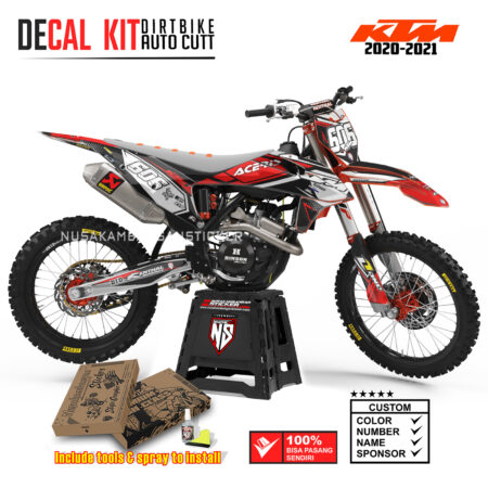 DECAL KIT STICKER SUPERMOTO DIRTBIKE KTM 2020 2021 GRAFIS ACEREIC RACING CROSS RED03 GRAPHIC DECAL