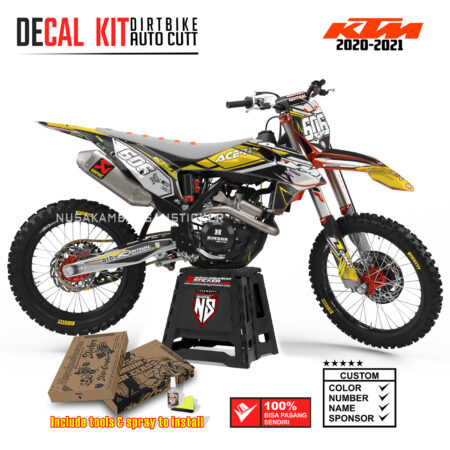 DECAL KIT STICKER SUPERMOTO DIRTBIKE KTM 2020 2021 GRAFIS ACEREIC RACING CROSS YELLOW05 GRAPHIC DECAL