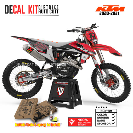 DECAL KIT STICKER SUPERMOTO DIRTBIKE KTM 2020 2021 GRAFIS LAYER DUNLOP RACING MOTOCROSS RED03 GRAPHIC DECAL