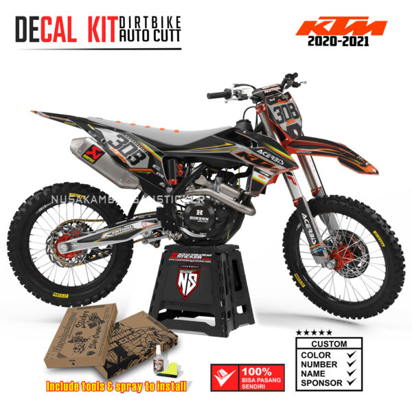 DECAL KIT STICKER SUPERMOTO DIRTBIKE KTM 2020 2021 GRAFIS LINE ACERIEC RACING CROSS KTM ORANGE002 GRAPHIC DECAL