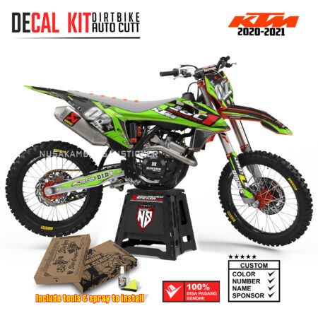DECAL KIT STICKER SUPERMOTO DIRTBIKE KTM 2020 2021 GRAFIS LUCHONE RACING CROSS GREEN01 GRAPHIC DECAL