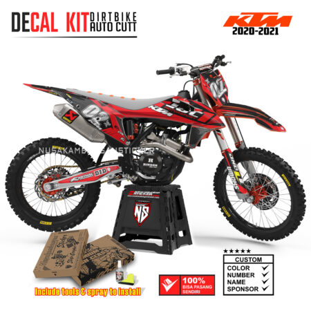 DECAL KIT STICKER SUPERMOTO DIRTBIKE KTM 2020 2021 GRAFIS LUCHONE RACING CROSS RED03 GRAPHIC DECAL